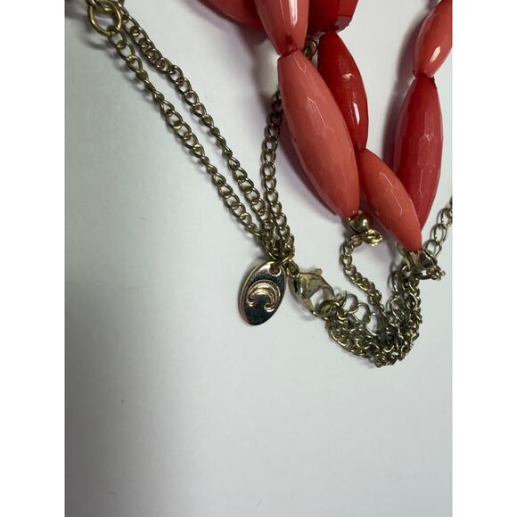 3 fire red orange pink statement bib flower floral bling enamel necklaces bundle - Picture 6 of 11